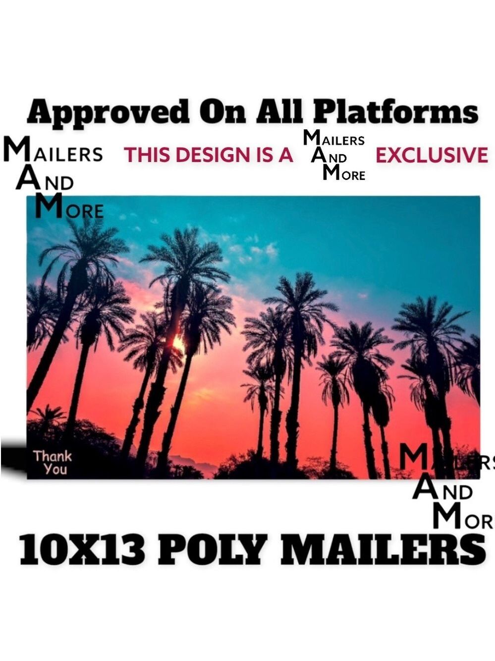25 10X13 Poly Mailers Twilight Palms Shipping Envelopes PRICE IS FIRM - Picture 7 of 11